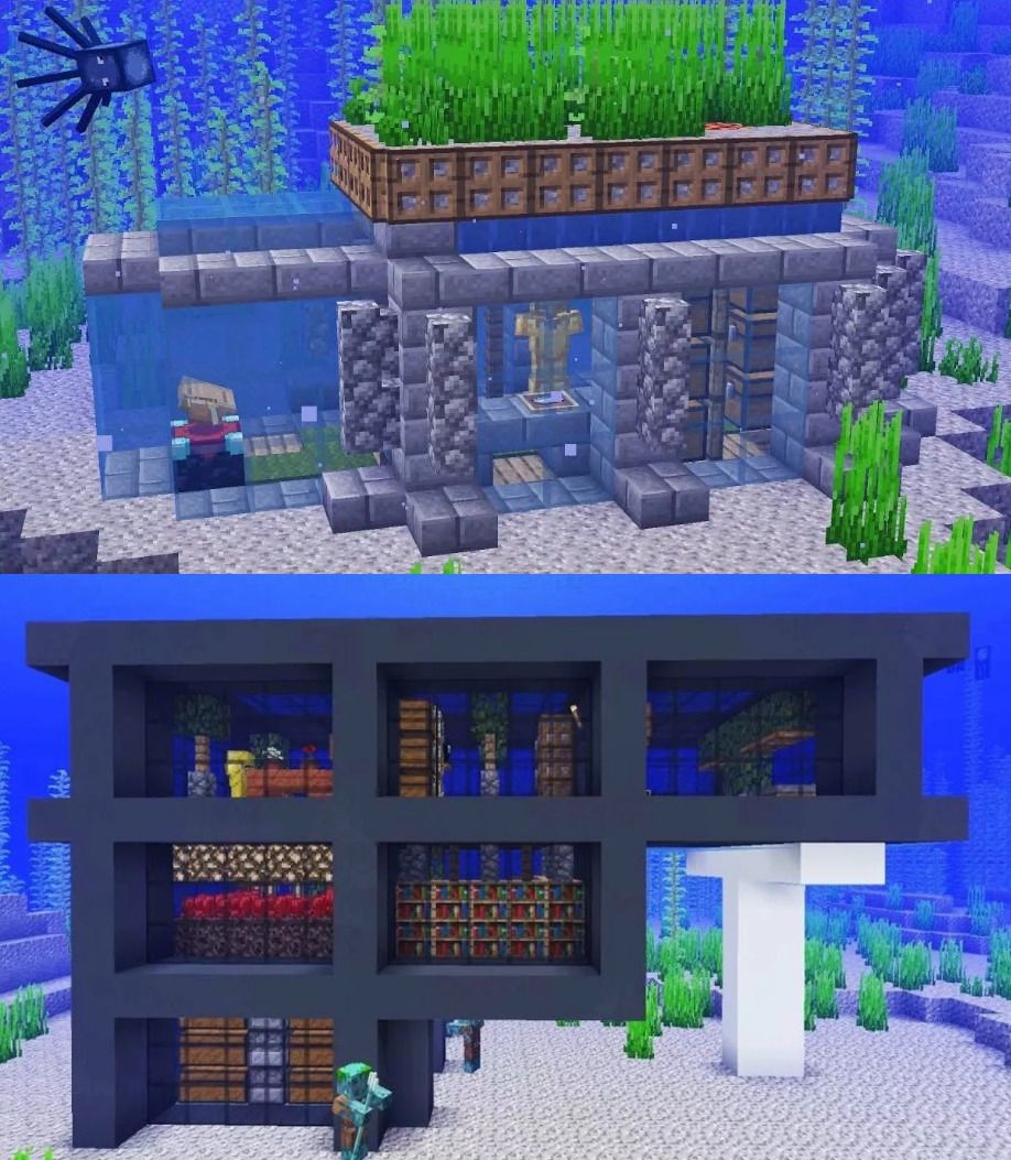 Построенные под водой дома в Minecraft