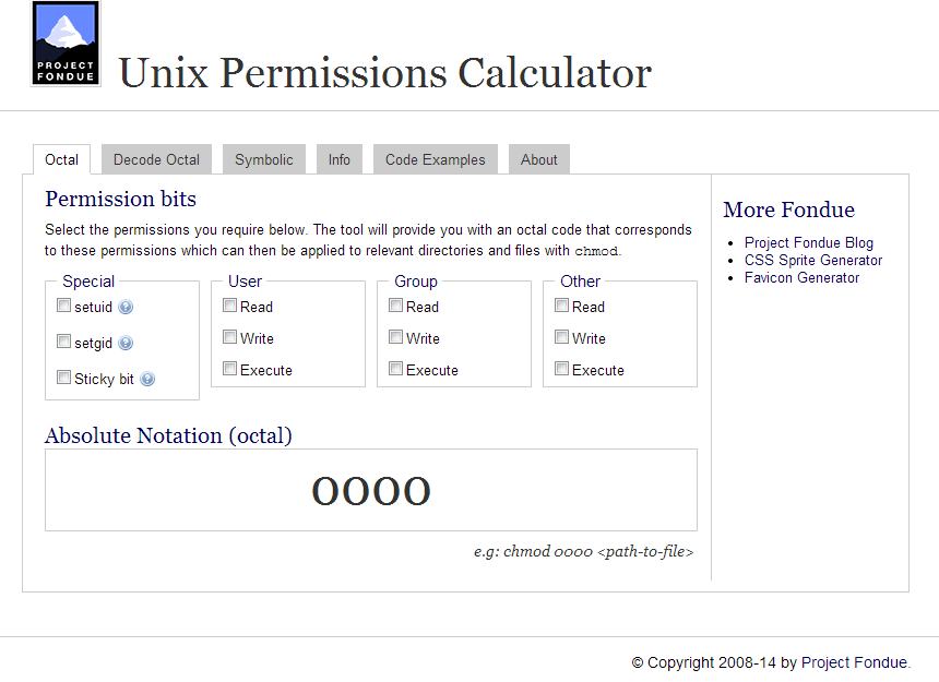 Unix Permissions Calculator
